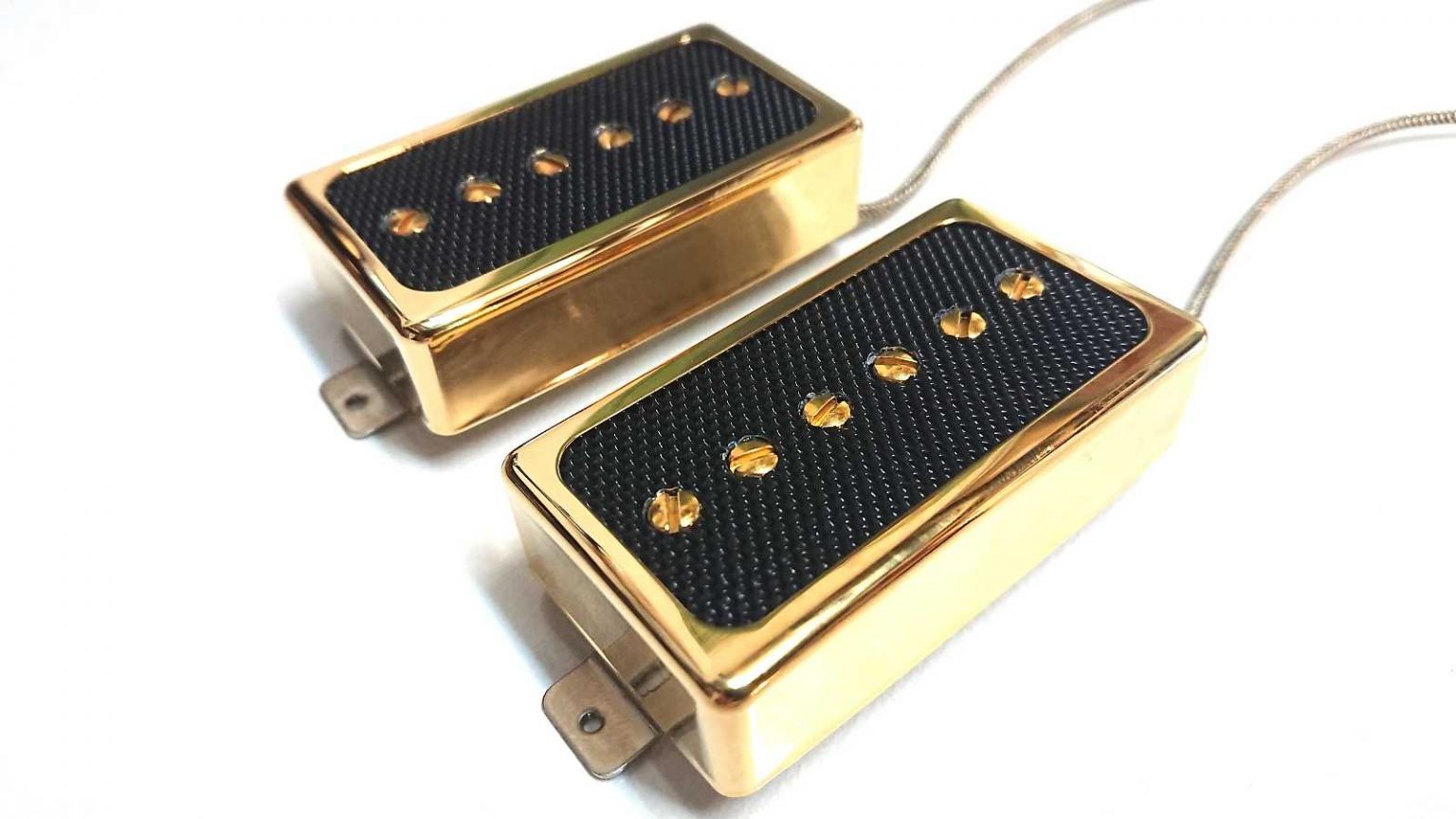 Humbucker Sized P90s Set GOLD COVER BLACK FOIL PAF Q Pickups Handwound guitar pickups