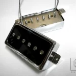 Humbucker Sized P90 Pickups SET BLACK INSERT / CHROME COVER PAF Size Single Coil Q Bridge Neck by Q pickups