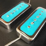 FOIL P90 soap bar Pickups SET BLUE / CHROME cover Bridge And Neck Fits Gibson SG LP Junior Q